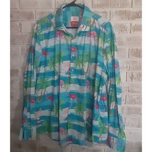 Oppo Suits Flamingo Button Up Hawaiian sz 45/46 Flaw